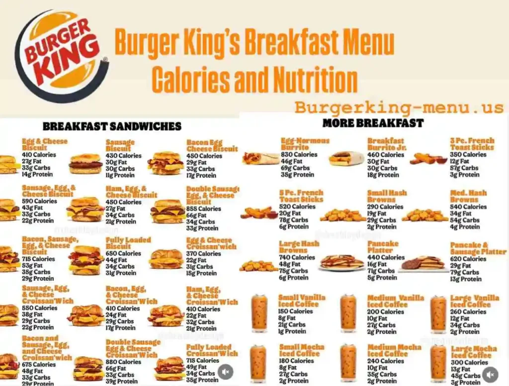 Burger King Breakfast Menu