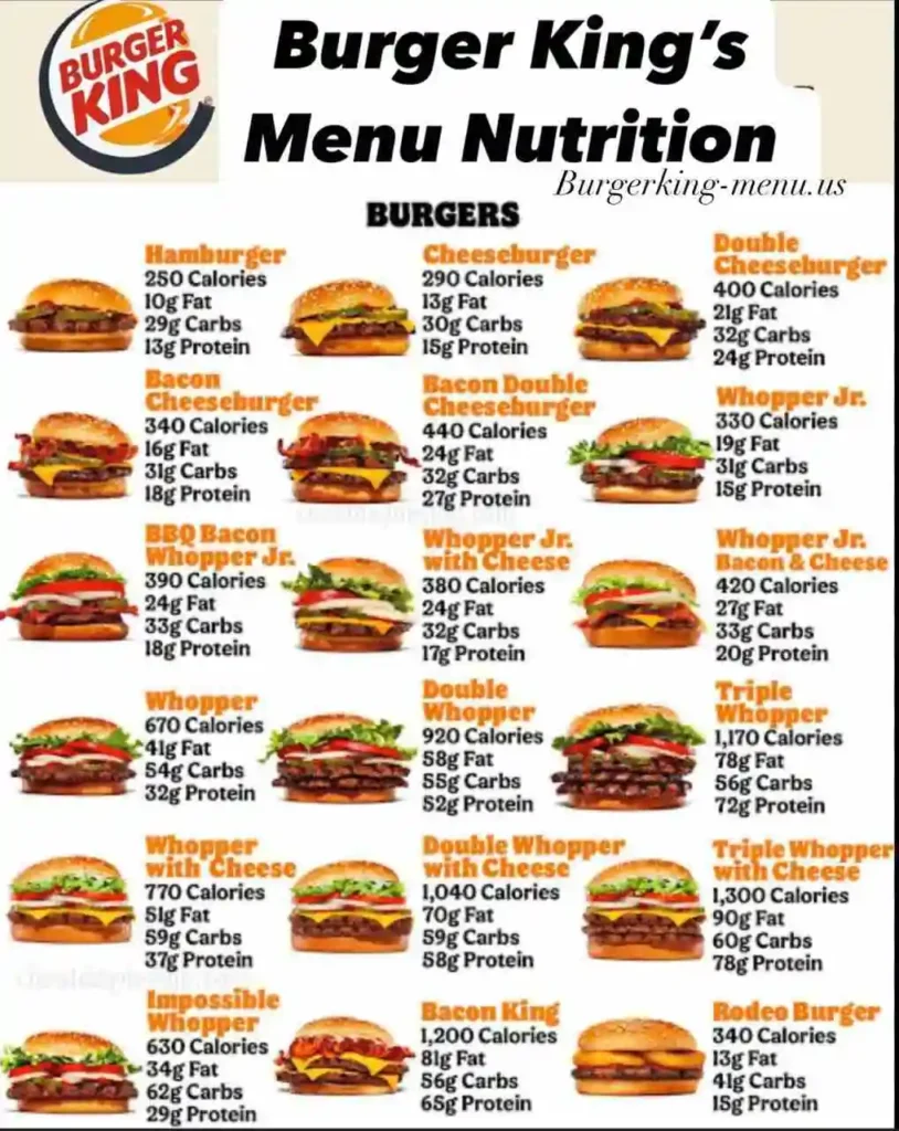 Burger King Lunch Menu With Price