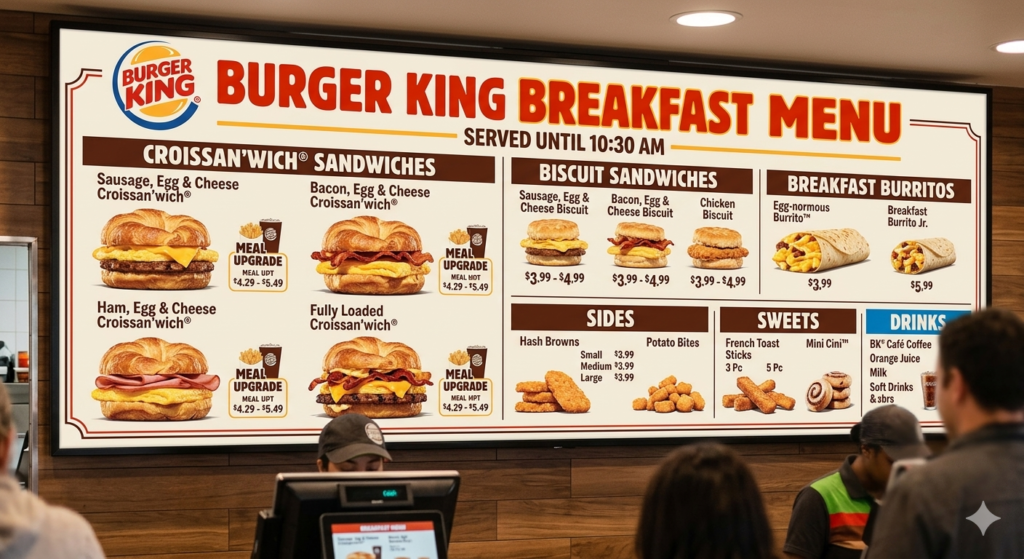 burger king breakfast menu